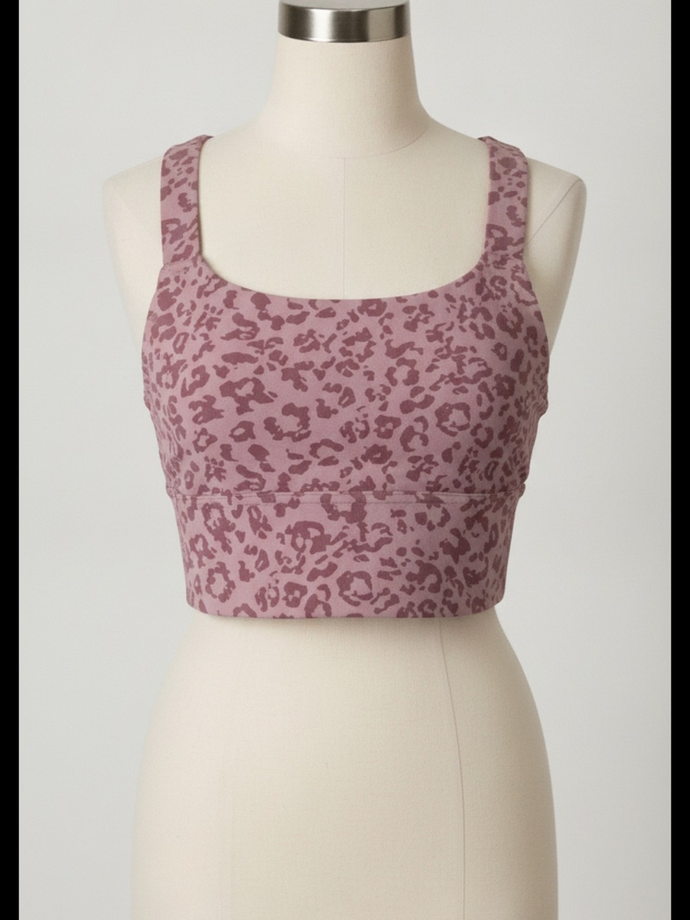 Athleta Longline Mauve Leopard Print Crop Tank, Size Small